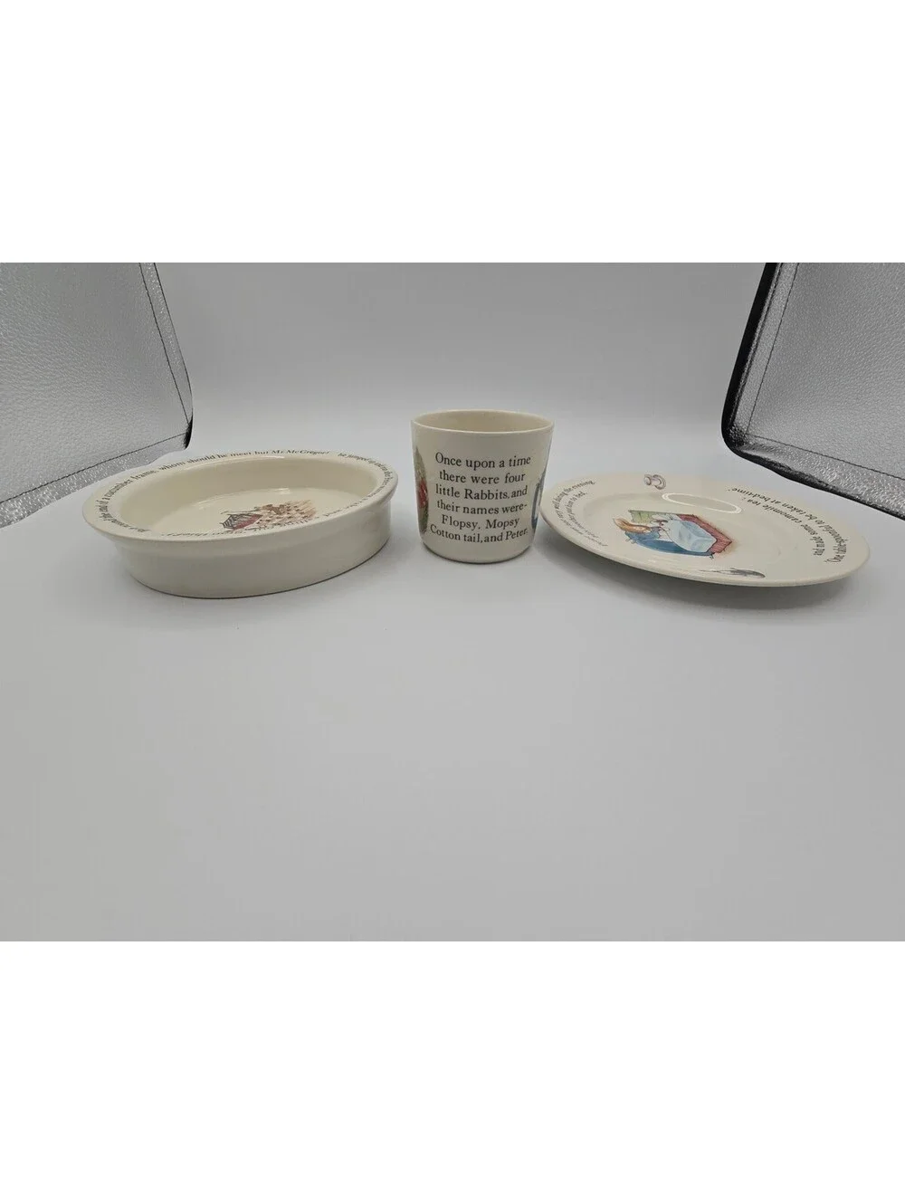 Vintage Wedgwood Beatrix Potter Peter Rabbit 3 Pc Child's Dinnerware Set